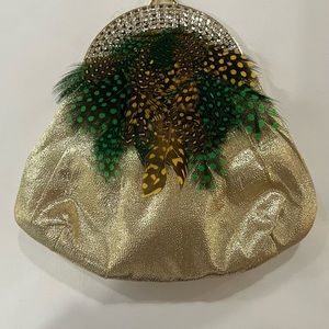 Beautiful evening clutch/cross body bag with feathers